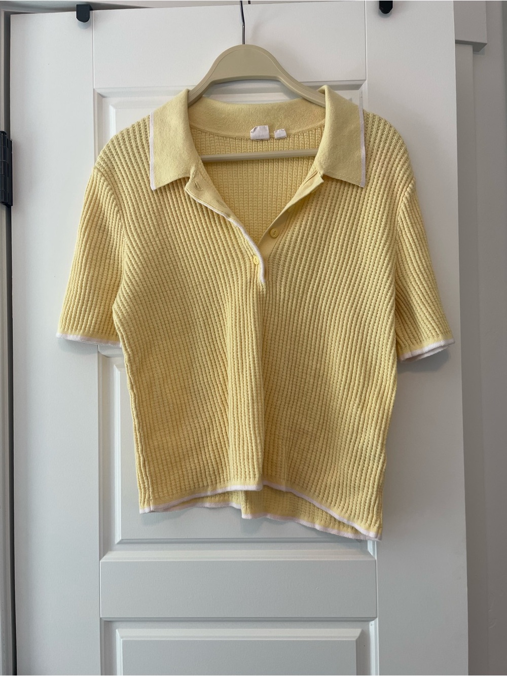 GAP Pale Yellow Ribbed Polo Top